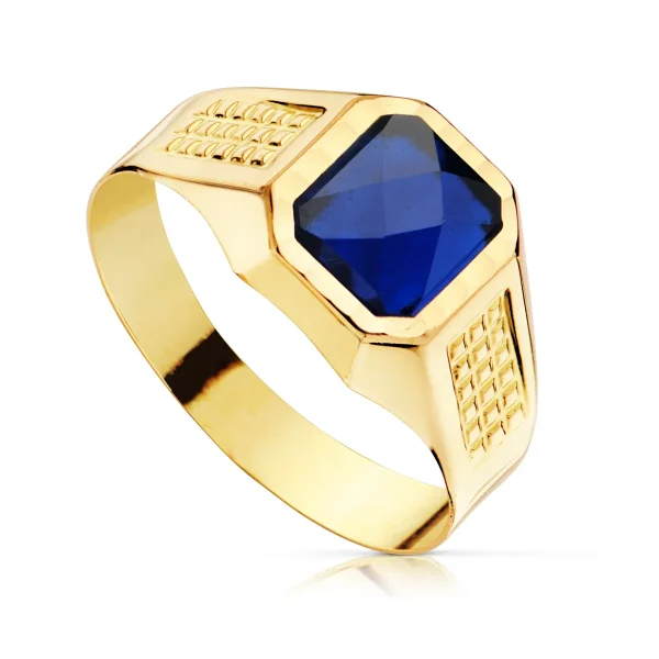 Anillo Oro Zafiro 7 x 6 mm